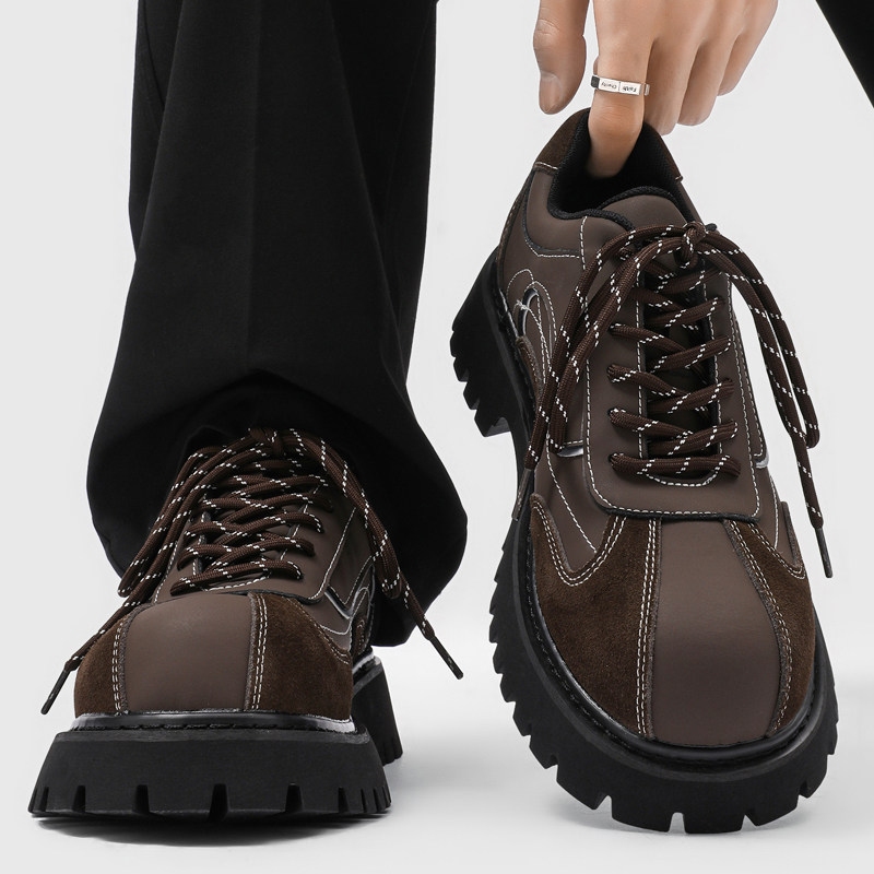 复古德比鞋男款英伦风厚底增高拼接休闲皮鞋高级感朋克工装大头鞋,流行男鞋,休闲皮鞋,淘宝优惠券,粉丝福利购,淘宝优惠卷