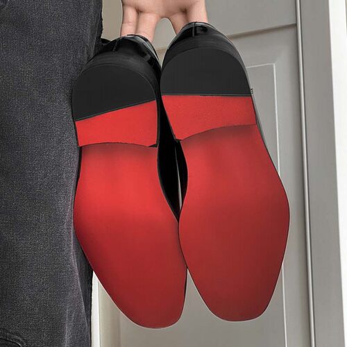 CL红底皮鞋男三接头西装德比鞋