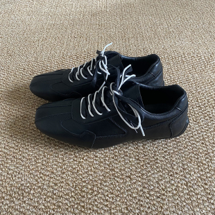 增高5CM德训鞋男款真皮黑色赤足徒步鞋平底慢跑鞋软底通勤阿甘鞋