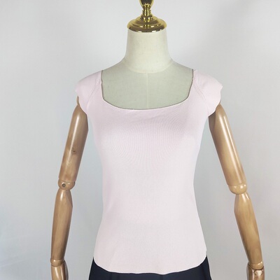 套头无袖针织淑女纯色修身背心