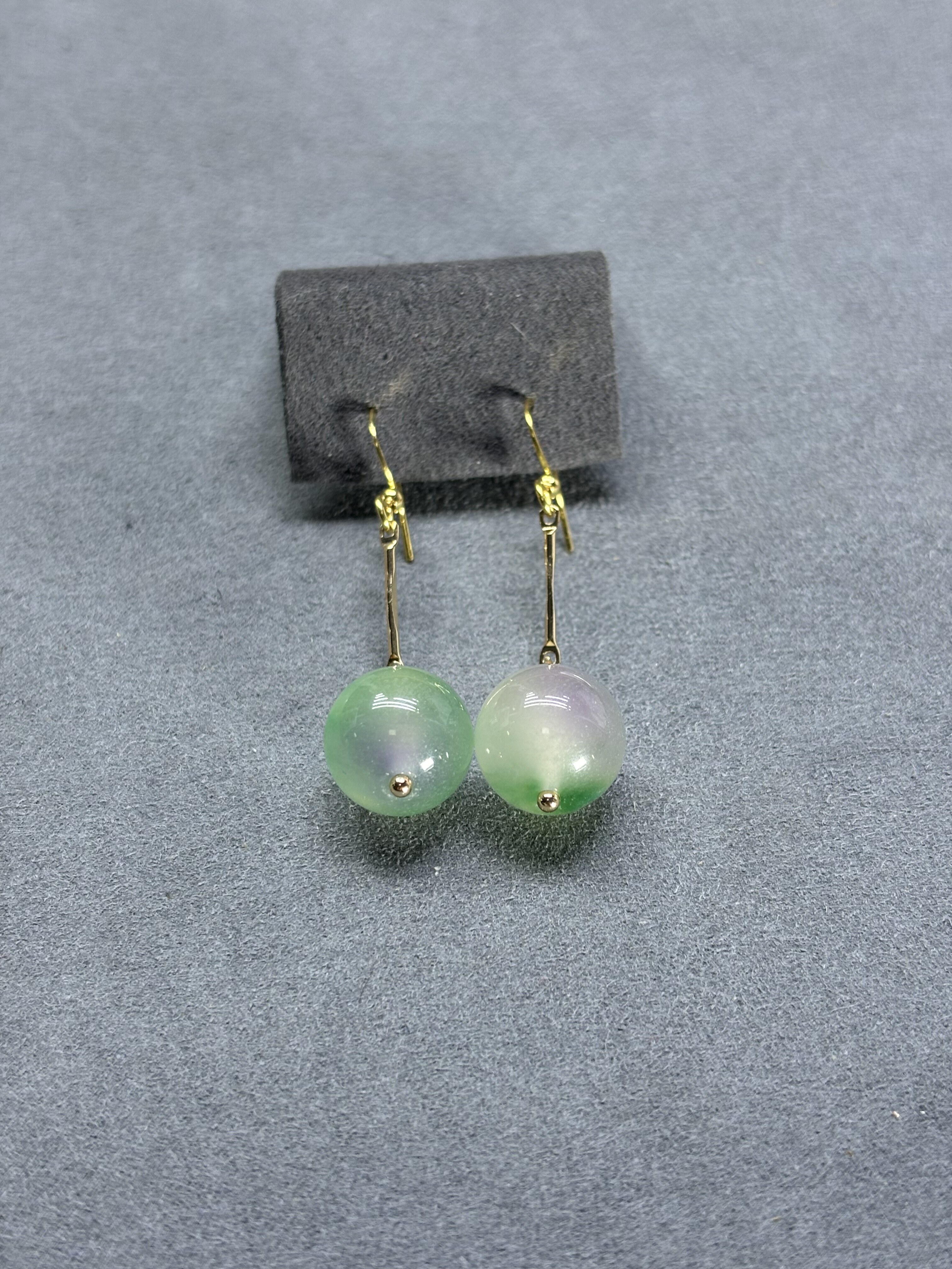 精品天然缅甸紫翡翠冰种耳坠紫绿春彩耳玉石首饰女款珠宝玉耳环