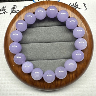 天然缅甸老坑A货翡翠圆珠手串冰糯种紫色女玉石手链珠串紫翡手串