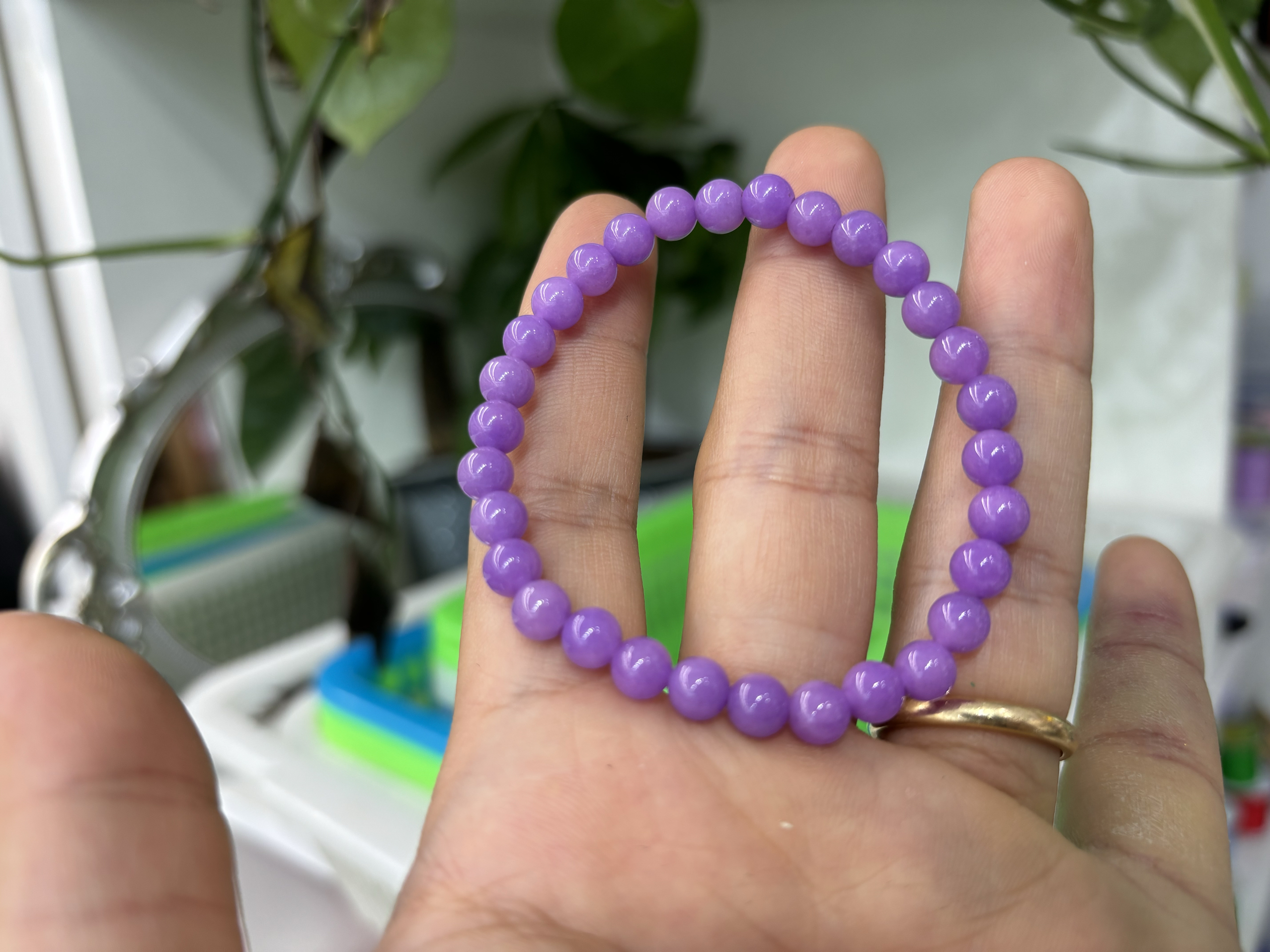 天然翡翠手串冰糯种满紫翡小米珠6m手链女款玉石珠链玉石送女礼物