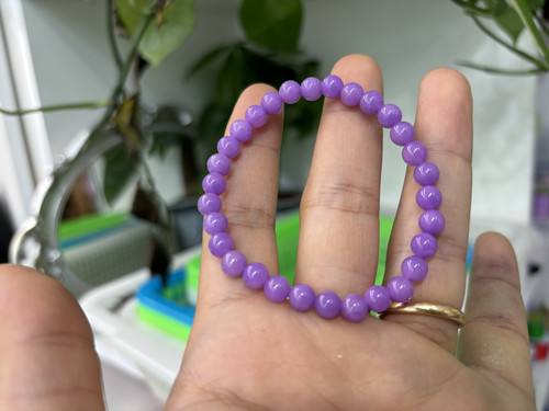 天然翡翠手串冰糯种满紫翡小米珠6m手链女款玉石珠链玉石送女礼物