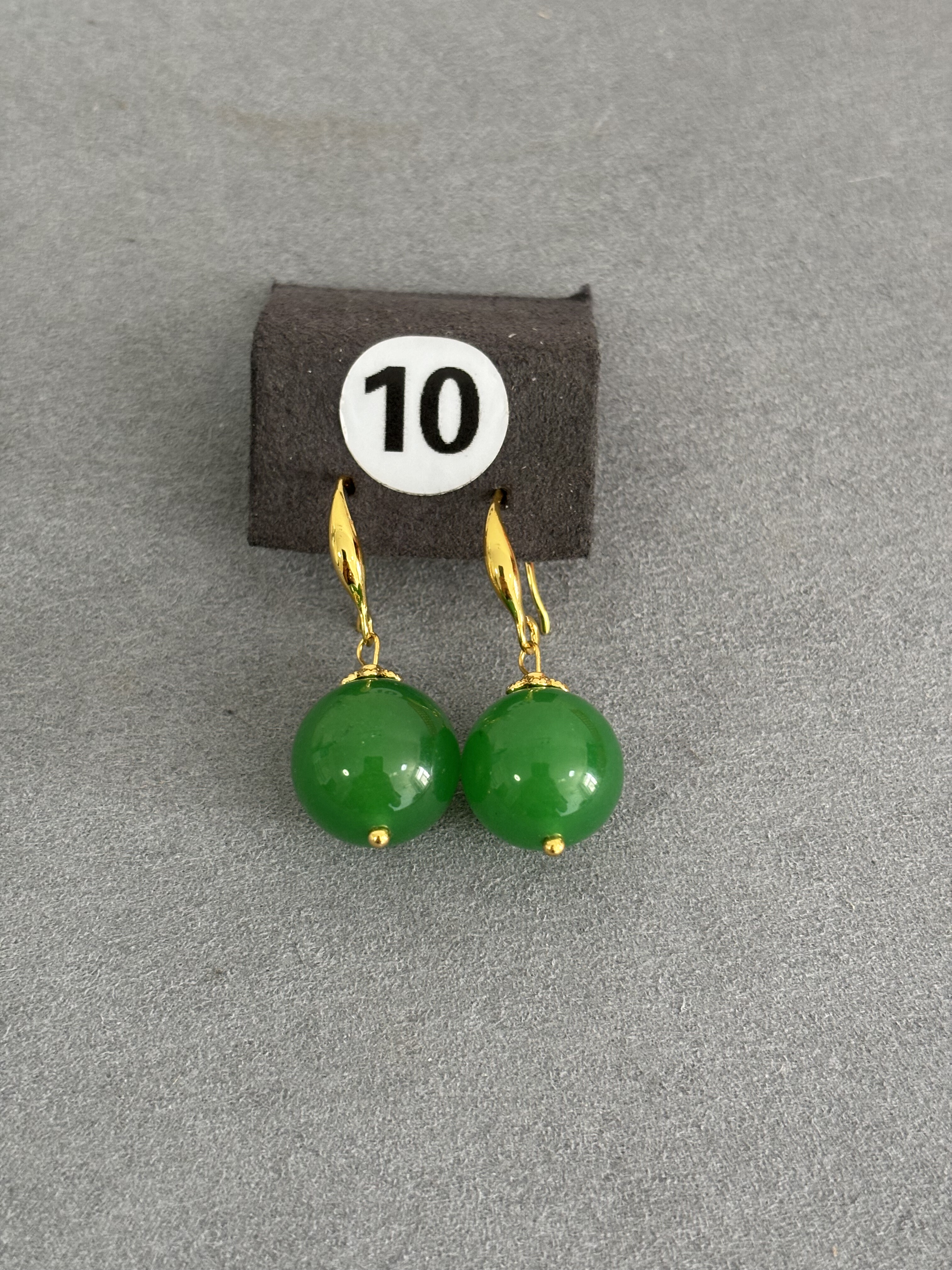 缅甸帝王绿翡翠耳坠冰种满阳绿翡翠18k金耳环不掉色翡翠玉石耳饰