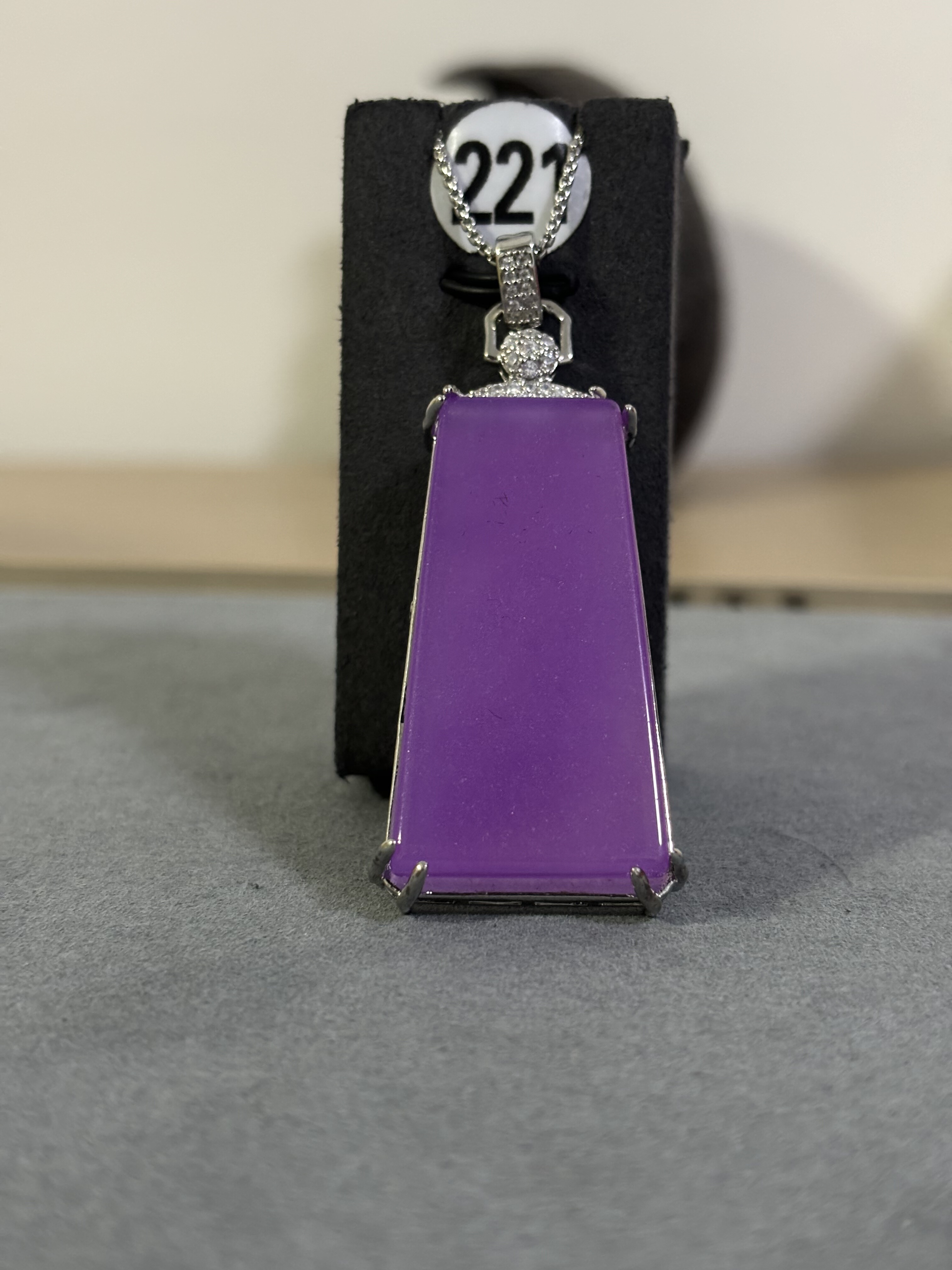 天然缅甸a货翡翠冰种满紫紫罗兰无事牌吊坠女款玉石项链挂件正品