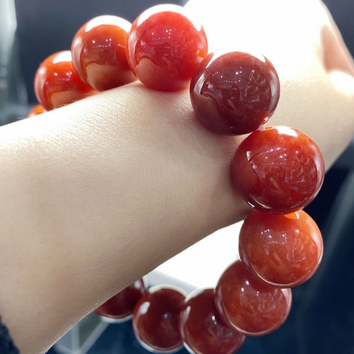 天然正品缅甸a货翡翠手链无烧手串女款玉石红手串饰品礼物送女友