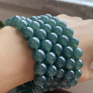 正品 天然缅甸a货蓝水翡翠手串冰种女生玉石手链轻奢精致小众百搭