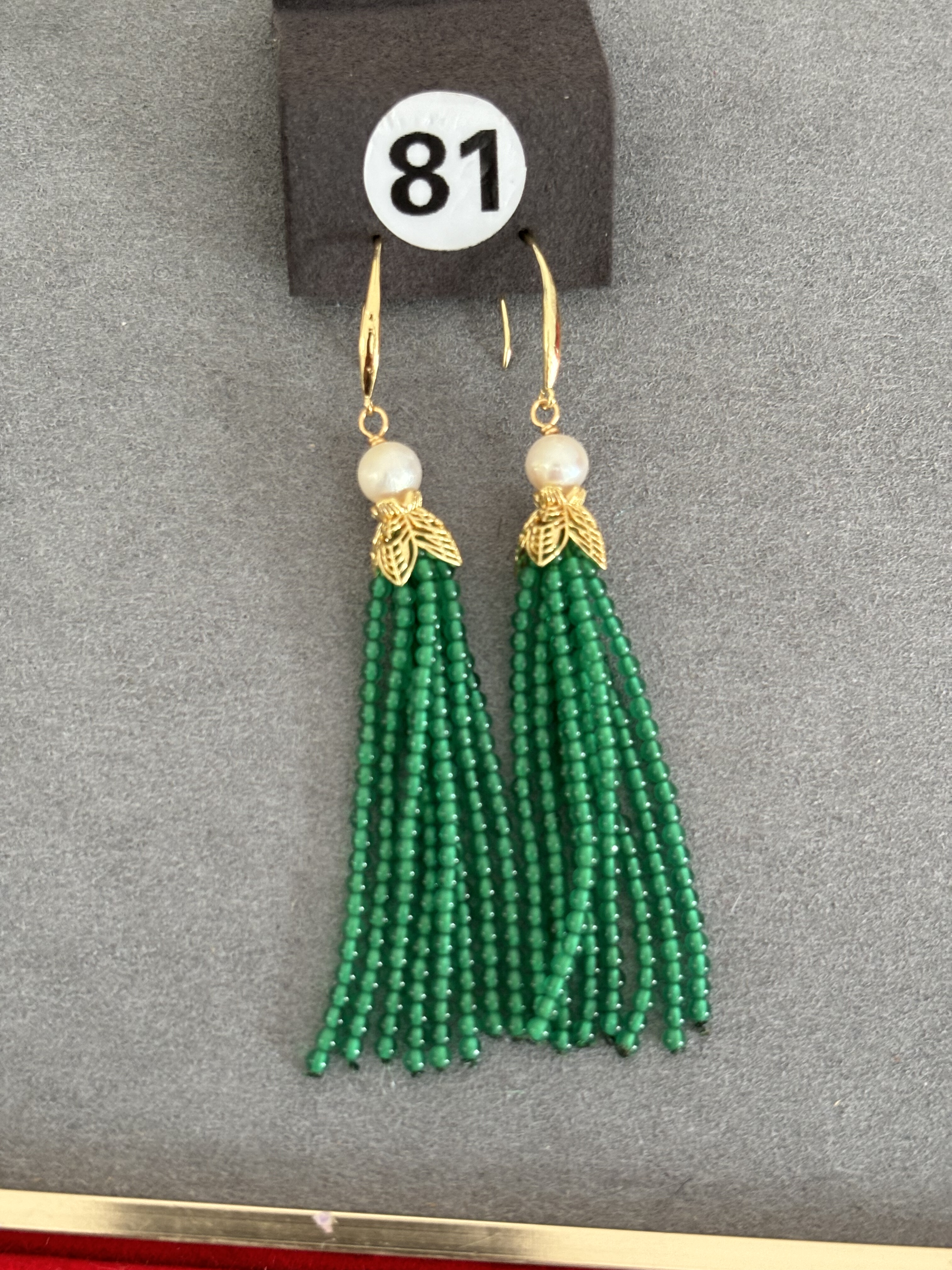 正品天然翡翠A货辣绿耳环满色阳绿小米珠流苏耳坠S925银镶嵌气质