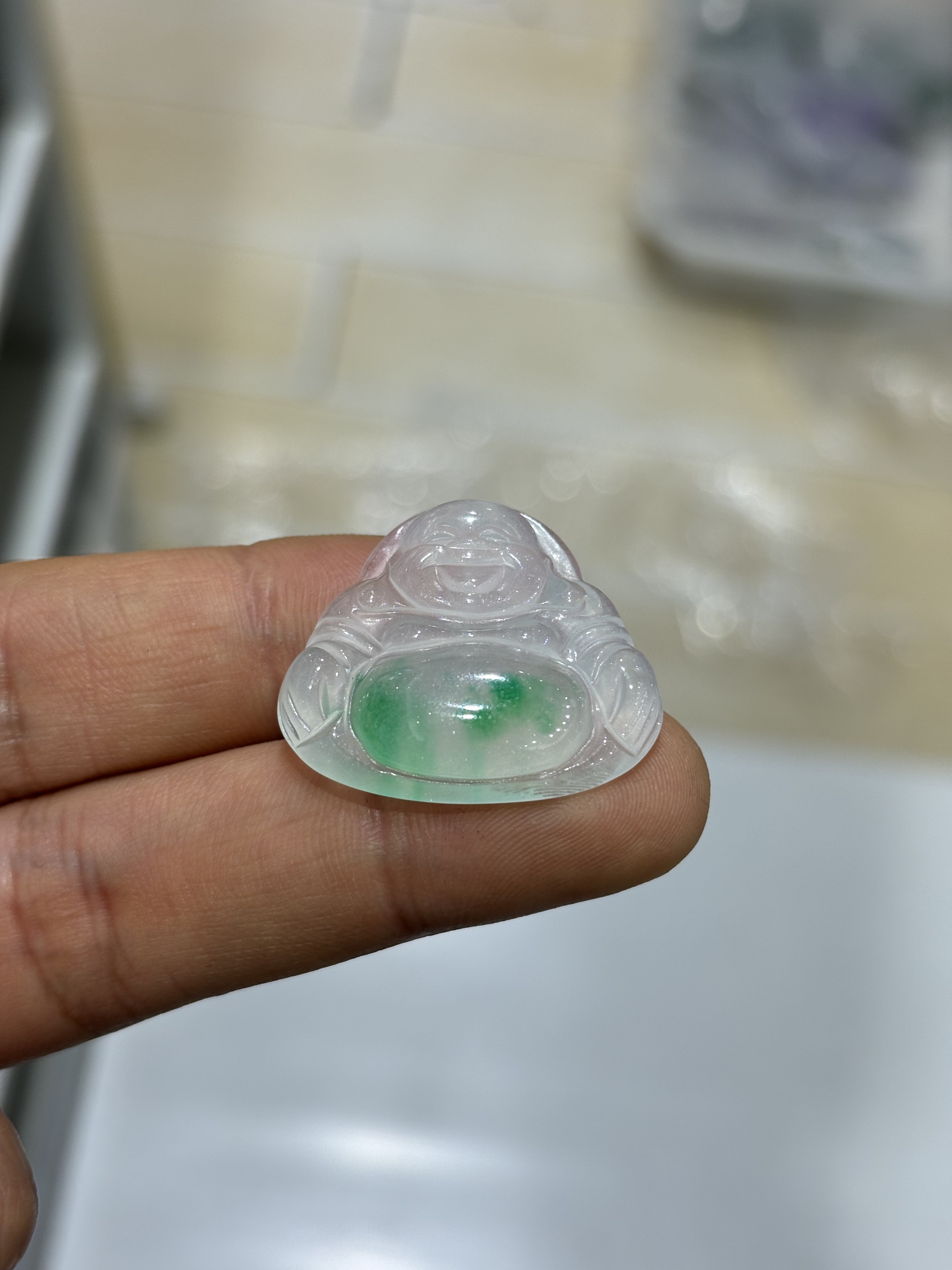 天然翡翠玉吊坠佛公缅甸天然玉石A货翡翠冰种飘花正品原创女礼物