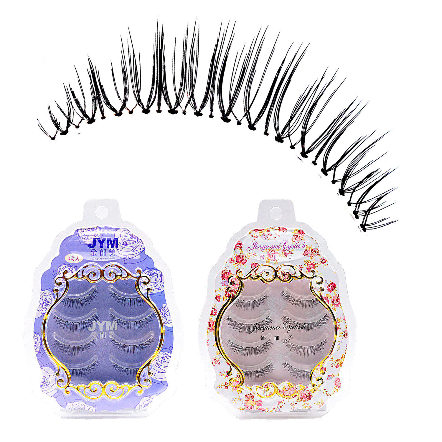 11日系假眼睫毛自然短款交叉凌乱细梗软透明梗魔尖月儿公主中间长