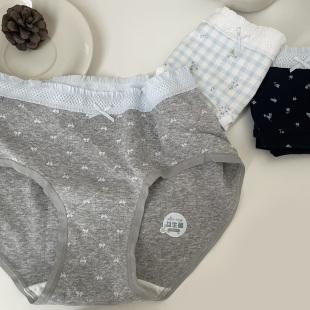 女三角裤 奶油碎花少女中腰包臀内裤 法式 10A抑菌加长纯棉益生菌裆