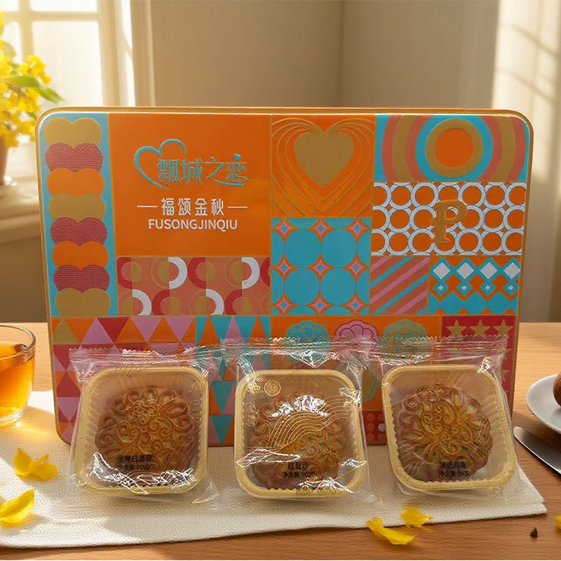 瓢城之恋 福颂金秋480g广式月饼礼盒中秋节送礼送长辈员工福利