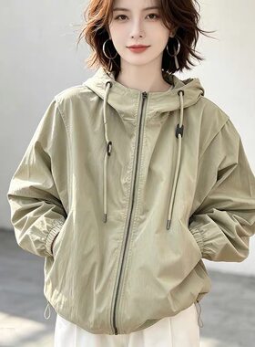 秋冬装新款纯色高品质连帽冲锋衣外套时尚宽松休闲夹克上衣带里布