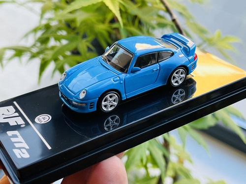 Para 1:64 保时捷911 993 Turbo RUF CTR2经典墨西哥蓝合金车模