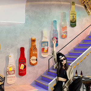 网红复古风啤酒瓶场景氛围布置挂件墙贴清吧背景墙酒吧墙面装饰品