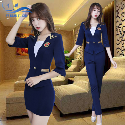 千媚足浴修身显瘦中袖工作服新品