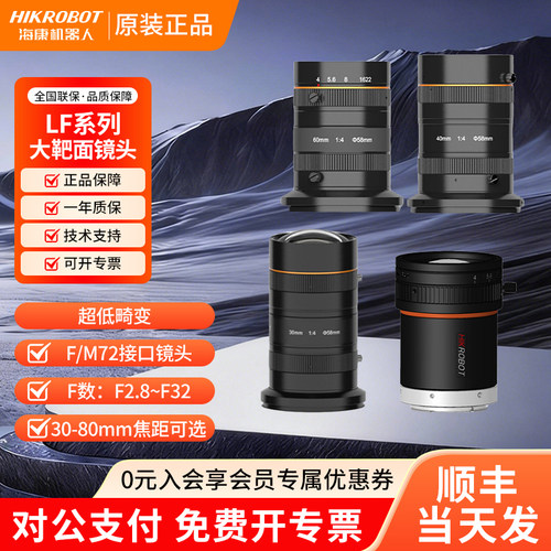 海康LF工业镜头F72超低畸变