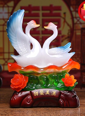 结婚喜庆节日送朋友家居创意天鹅 开业礼物姻缘和美鸳鸯天鹅摆件