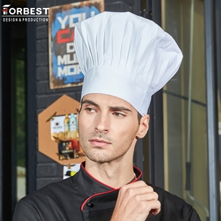 百褶厨师帽蘑菇帽涤棉 酒店饭店厨师糕点面包师大厨工作帽子包邮