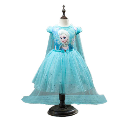 Kid Girls Frozen Princess Anna Elsa Party cloak Dress Summer