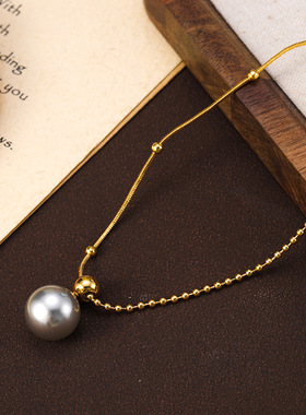 法式告白气球小众设计简约珍珠吊坠项链百搭轻奢高级感个性锁骨