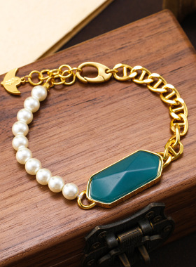 跨境夸张拼接猪鼻子珍珠手链串珠小众高级感个性天然石手串手链