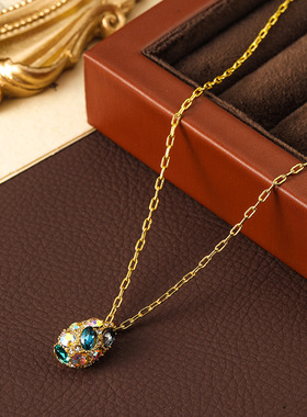 原创时尚简约小彩蛋吊坠项链秋冬高级轻奢小众毛衣链女百搭锁骨