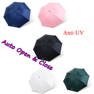Black Windproof UV Travel Umbrella Compact Folding Men Women