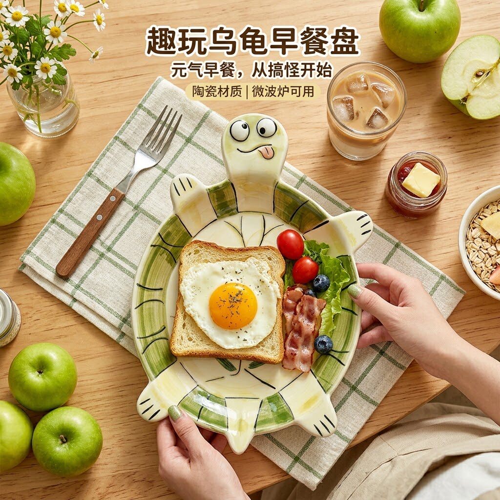 稀奇古怪卡通乌龟陶瓷餐盘家用