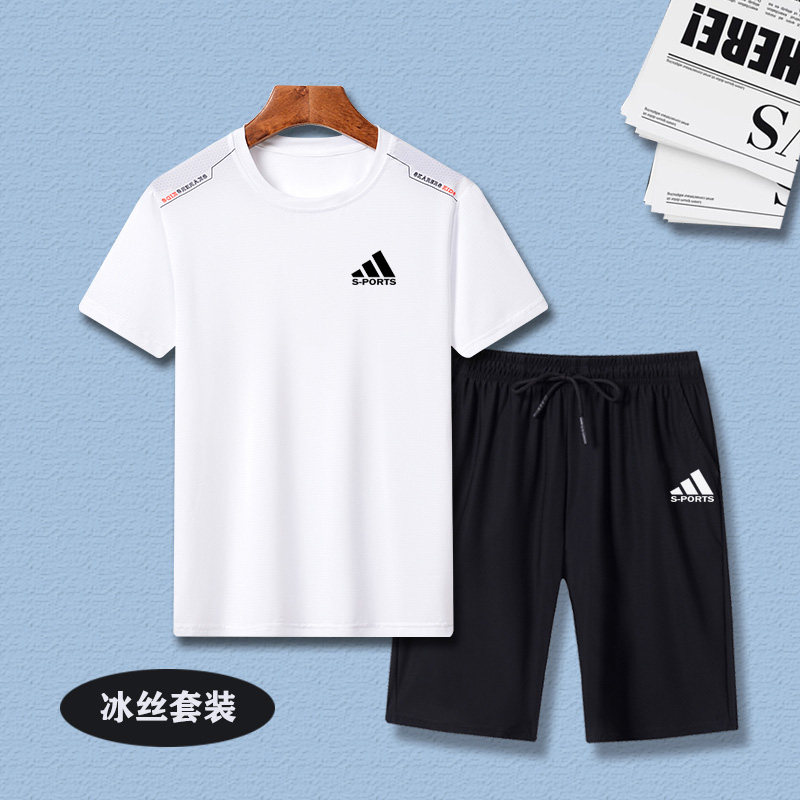 男童冰丝套装夏季儿童速干运动服宽松透气中大童短袖五分裤两件套
