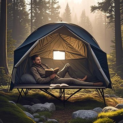 二合一离地帐篷,行军床帐篷,单兵帐篷独立solo单人徒步帐篷不含床