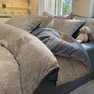 ins复古加厚磨毛四件套冬季100全棉纯棉被套床单人学生宿舍三件套