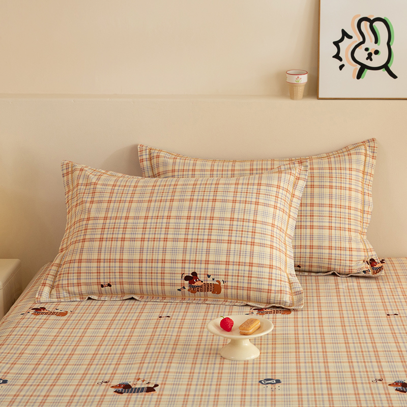 简约纯棉枕套一对装100全棉磨毛加厚单人学生宿舍枕头套48cmx74cm