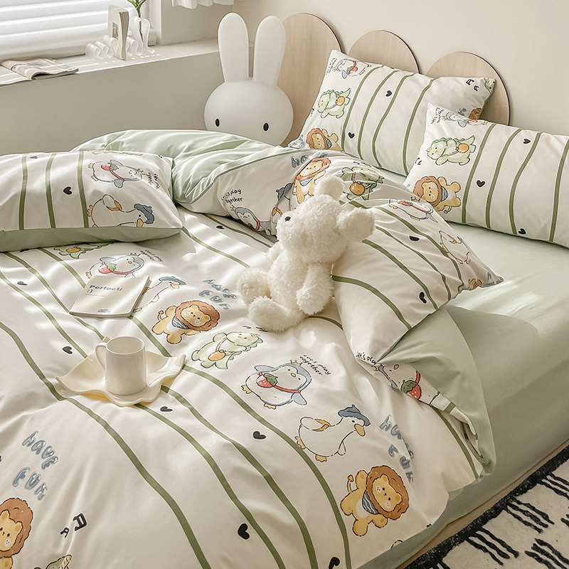 ins卡通100全棉純棉被套單件被罩