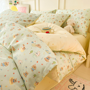三件套 ins可爱小狗床上四件套100全棉床品卡通纯棉被套床单床笠款