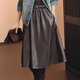 美洋MEIYANG 暮光半裙 流光秋日抓绒保暖松紧复古PU皮伞裙