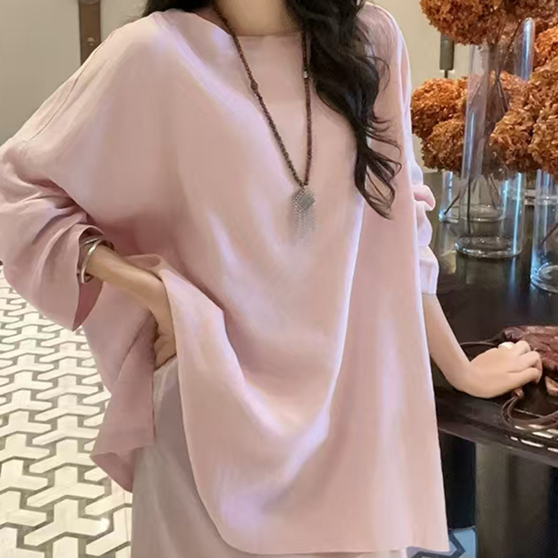 美洋MEIYANG 超大佛系衬衫 莱赛尔亚麻_一字领七分袖