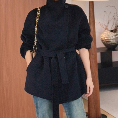 美洋MEIYANG 西西里羊绒外套 羊毛羊绒|翻领腰带宽松短大衣