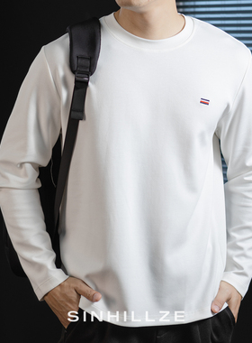 60S重磅莫代尔空气棉长袖T恤男2026春秋新款潮牌刺绣套头宽松卫衣