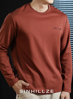 60S重磅莫代尔空气棉长袖T恤男2026春秋新款潮牌刺绣套头宽松卫衣