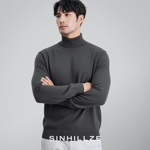 高领毛衣男秋冬保暖可机洗抗起球打底针织衫 莫代尔 黑色 绵羊毛