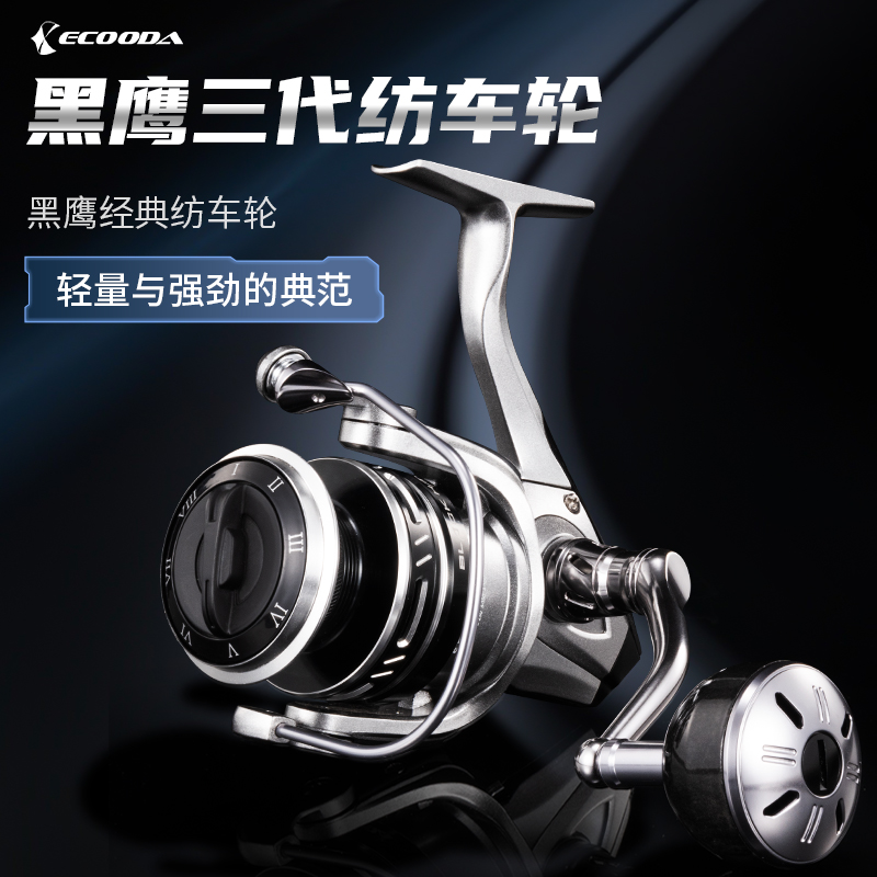ECOODA/伊酷达黑鹰3代纺车轮近海船钓海钓路亚轮远投拉流底钓渔轮