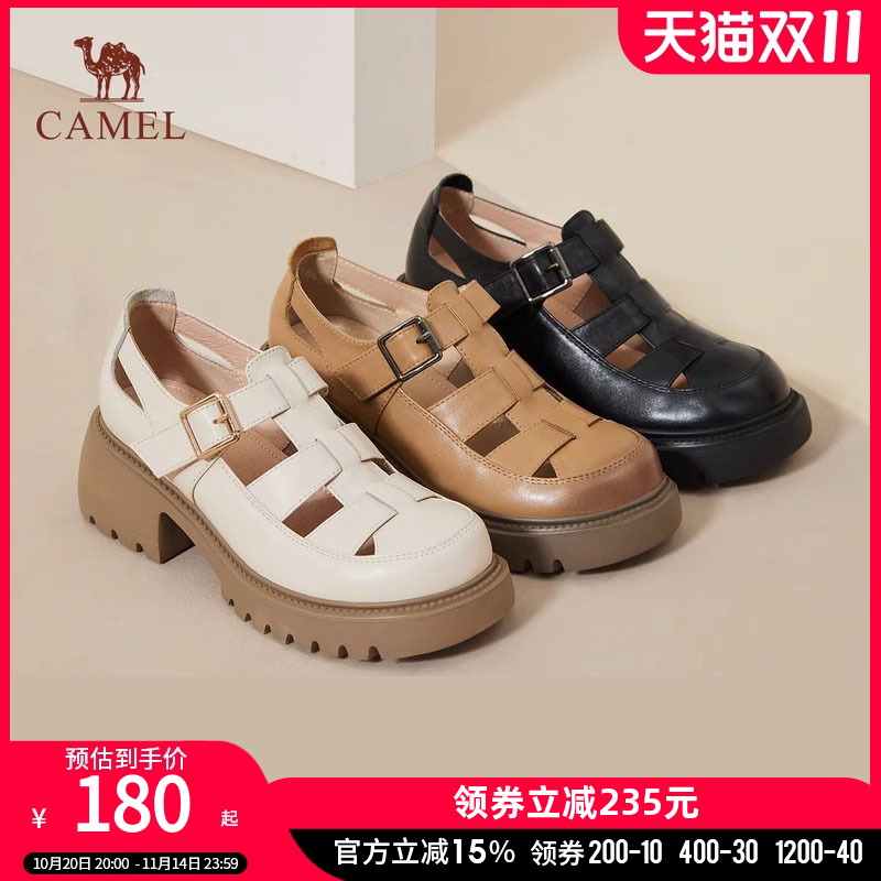 骆驼罗马凉鞋女镂空厚底新款