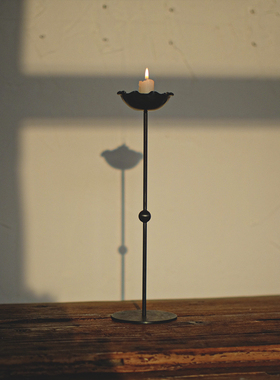 复古手作美式铁艺烛台侘寂风蜡烛底座民宿客厅书房装饰摆件