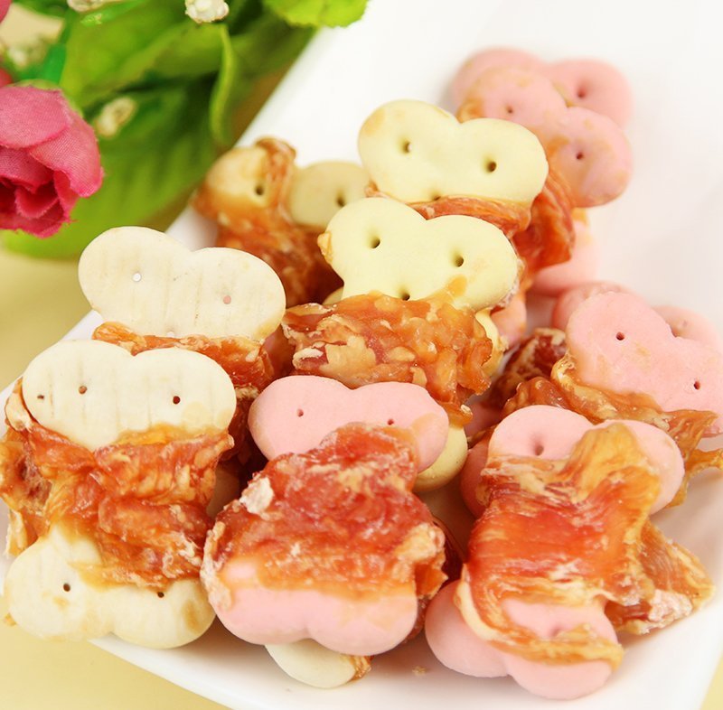 宠物狗狗零食鸡肉绕饼干100g金毛泰迪圣伯纳比熊营养洁齿