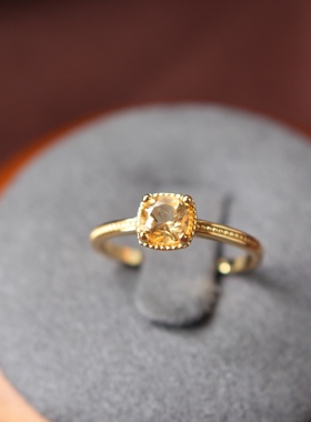 玉925纯银18k天然黄宝石