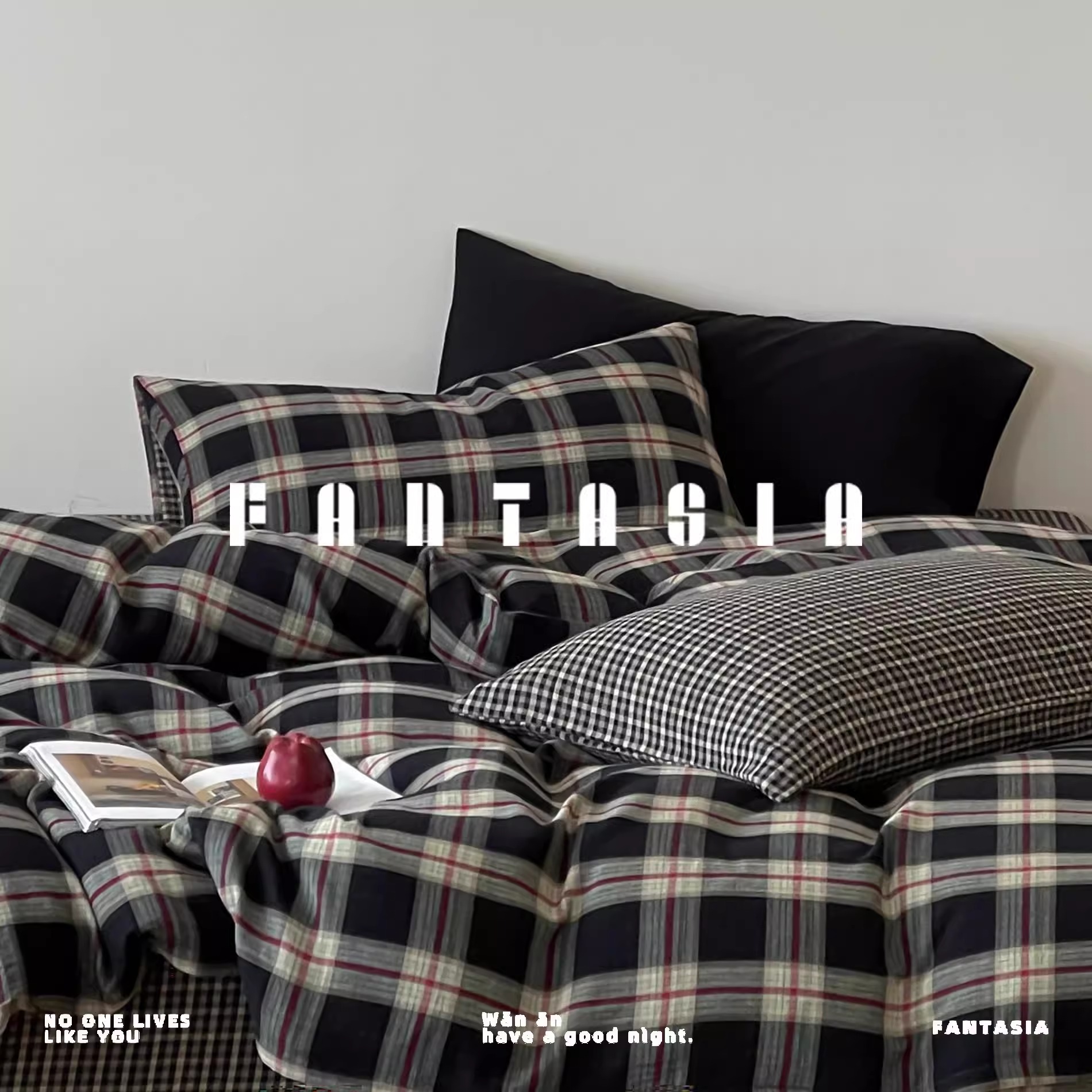 简约复古风格子条纹床上用品四件套床单被套学生宿舍三件套可机洗