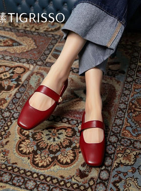 小幸运蹀愫羊皮法式不累脚单鞋玛丽珍女TA65155-51