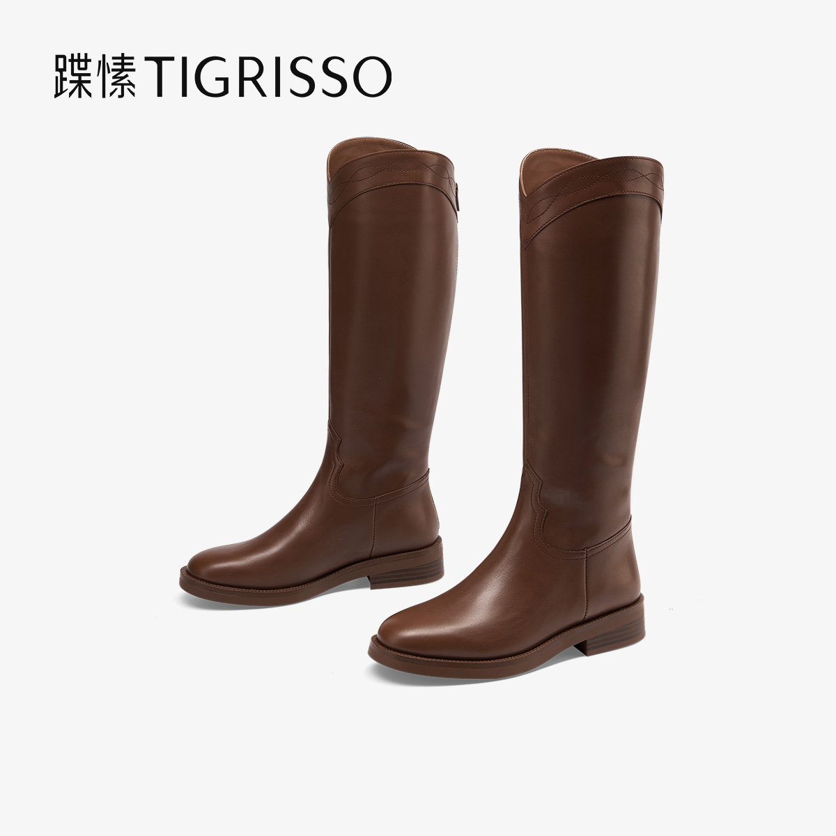 蹀愫复古显瘦骑士长筒靴专柜同款
